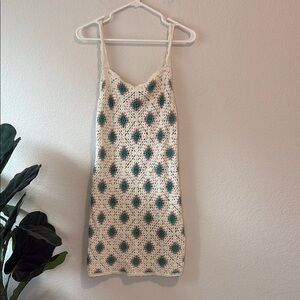 Sincerely Jules 100% cotton Crochet Dress in Cream and Green XS